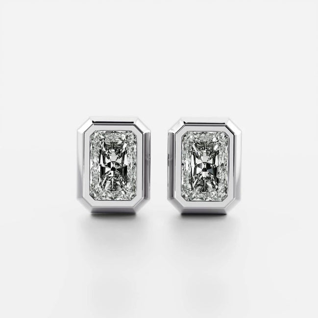 Radiant Cut Moissanite Stud Earring Gift For Her