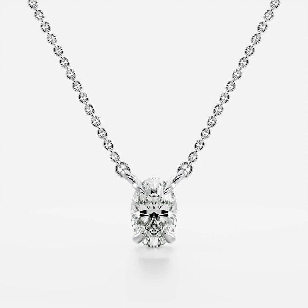 Solitaire Oval Cut Lab Created Claw Prong Pendant Christmas Gift