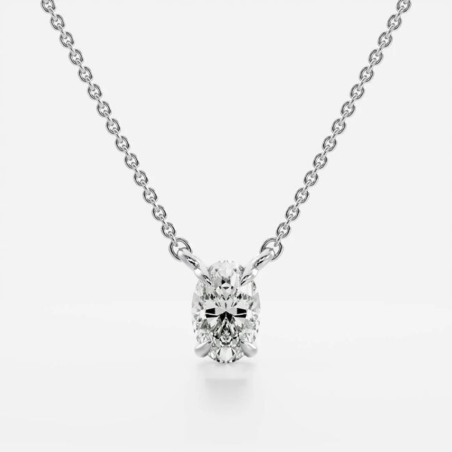 Solitaire Oval Cut Lab Created Claw Prong Pendant Christmas Gift