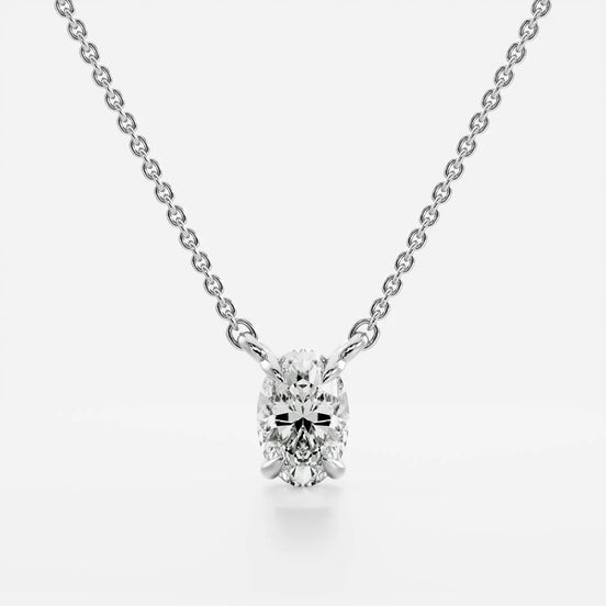 Solitaire Oval Cut Lab Created Claw Prong Pendant Christmas Gift