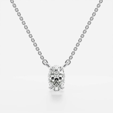 Solitaire Oval Cut Lab Created Claw Prong Pendant Christmas Gift