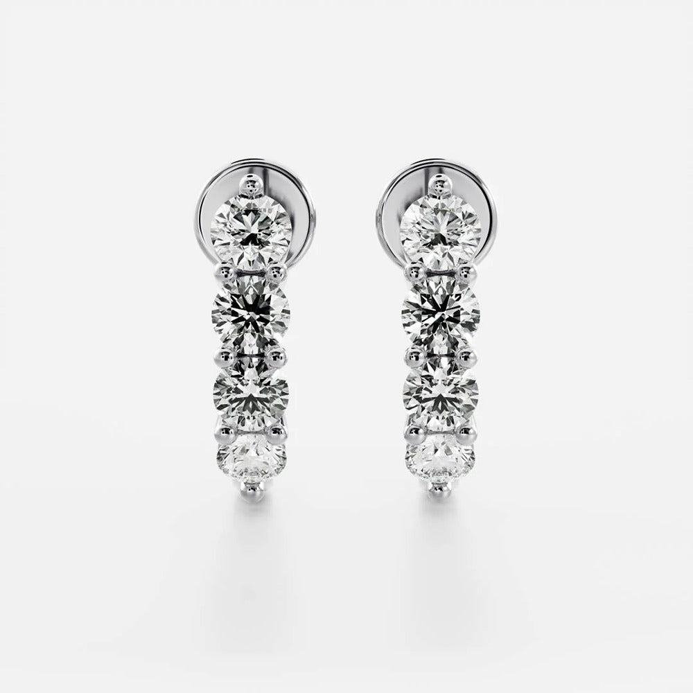 VVS1 Moissanite Round Cut Push Back Earring For Women
