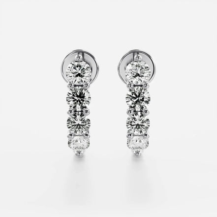 VVS1 Moissanite Round Cut Push Back Earring For Women