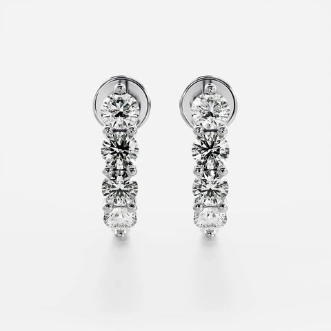 VVS1 Moissanite Round Cut Push Back Earring For Women