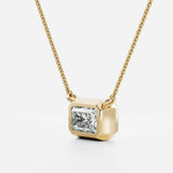 Bezel Solitaire Radiant Cut Lab Created Diamond Pendant