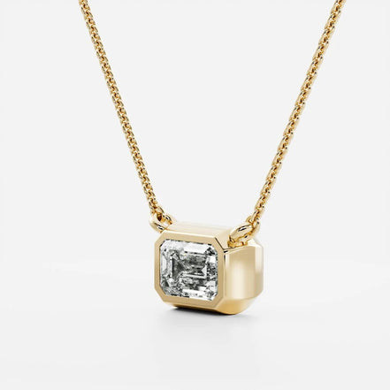 Moissanite Emerald Bezel Pendant Wedding Gift For Women