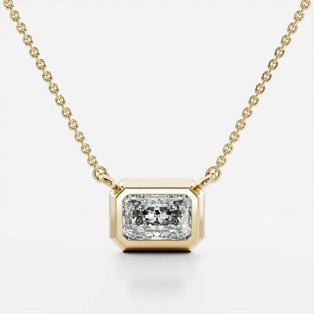 Bezel Solitaire Radiant Cut Lab Created Diamond Pendant