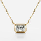 Bezel Solitaire Radiant Cut Lab Created Diamond Pendant