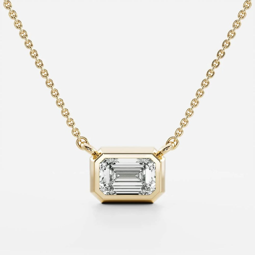 Moissanite Emerald Bezel Pendant Wedding Gift For Women