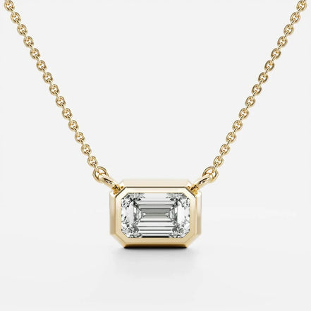 Moissanite Emerald Bezel Pendant Wedding Gift For Women