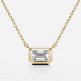 Moissanite Emerald Bezel Pendant Wedding Gift For Women
