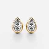 Bezel Set Pear Cut Fancy Moissanite Push Back Earring