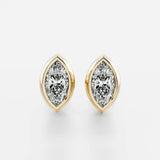 Bezel Set Marquise Cut Moissanite Stud Earring