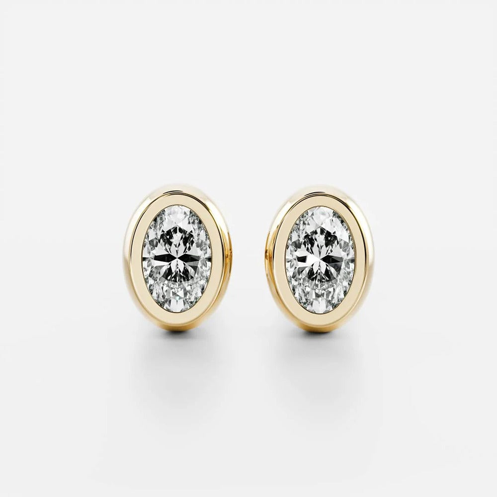 Moissanite Solitaire Bezal Set Stud Earring