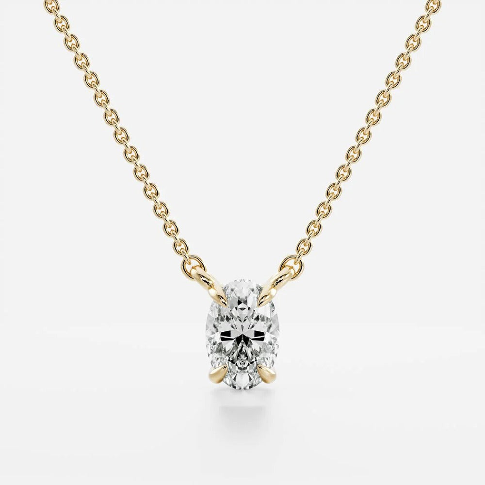 Solitaire Oval Cut Lab Created Claw Prong Pendant Christmas Gift