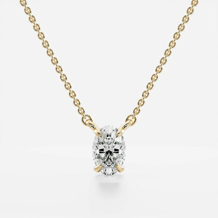 Solitaire Oval Cut Lab Created Claw Prong Pendant Christmas Gift