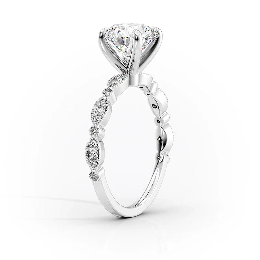 Art Deco Cushion Cut Moissanite Unique Engagement Ring