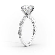 Round Cut Moissanite Side Accent Diamond Ring