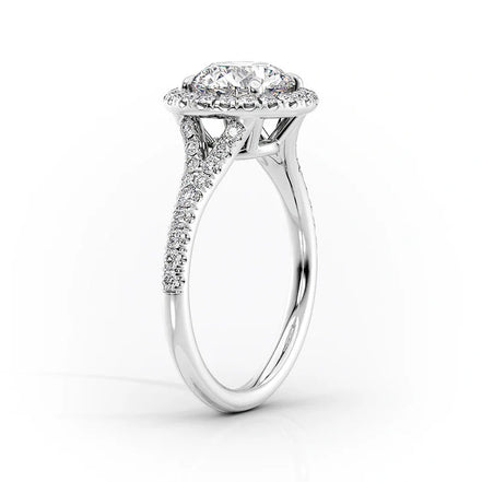 Moissanite Diamond Halo Engagement Ring