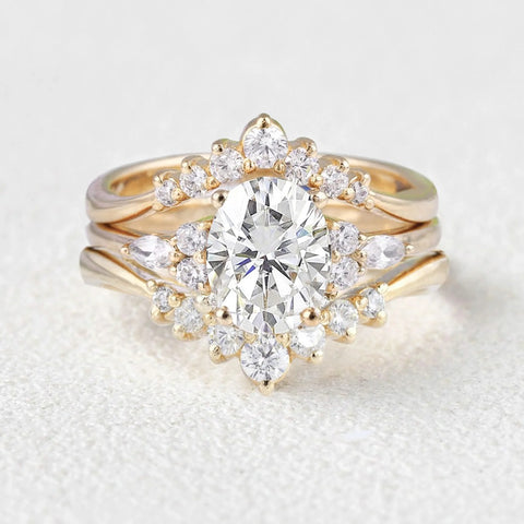 Oval Cut Side Accent Moissanite Gift Bridal Set For Women