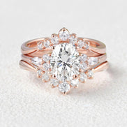 Oval Cut Side Accent Moissanite Gift Bridal Set For Women