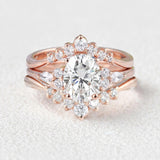 Oval Cut Moissanite Seven Stone Wedding Ring Set For Her