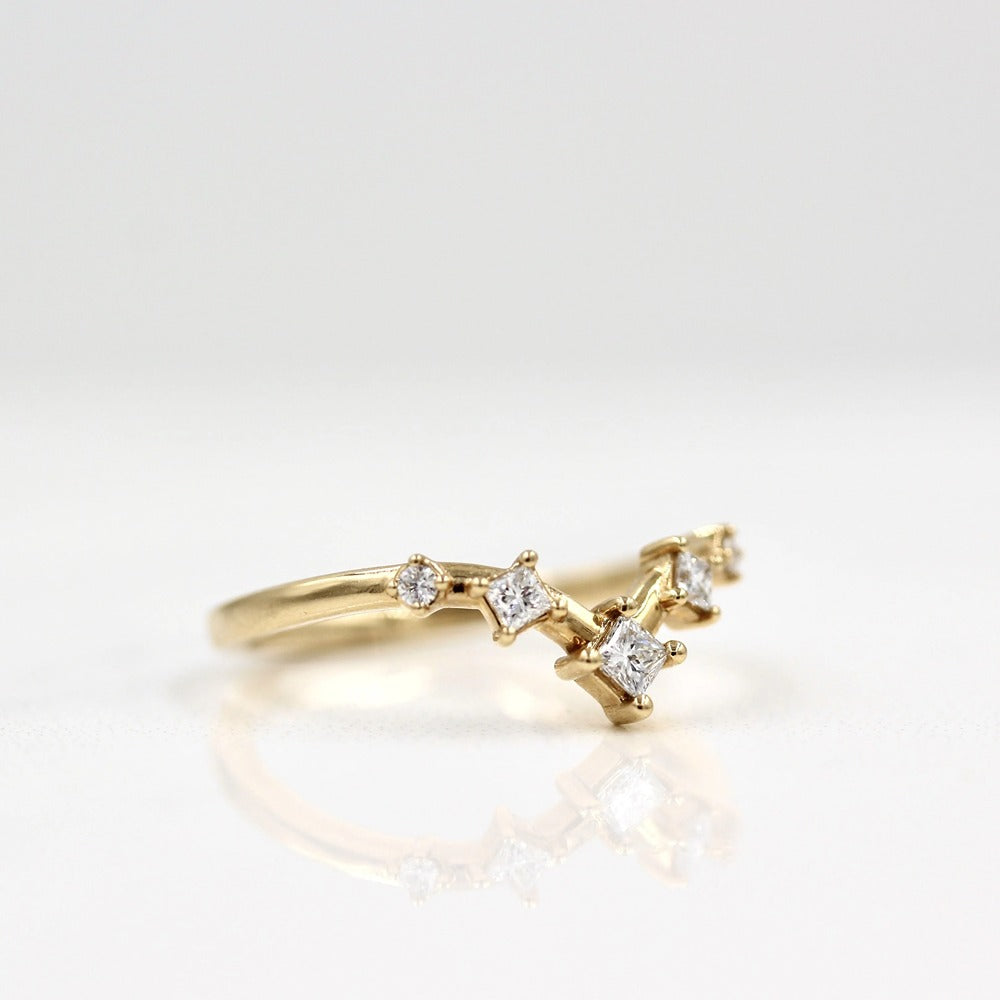 Chevron Style Princess Cut Moissanite Eternity Band