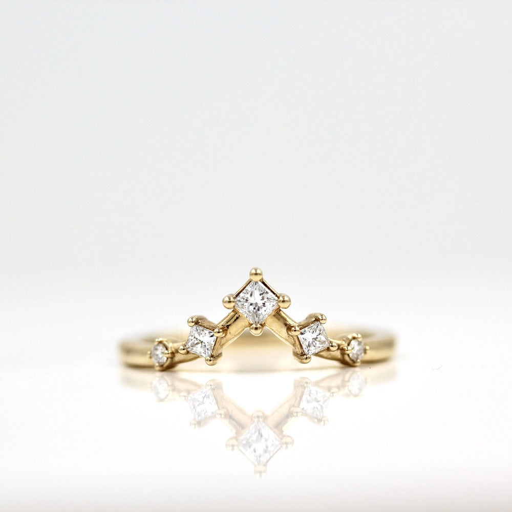 Chevron Style Princess Cut Moissanite Eternity Band