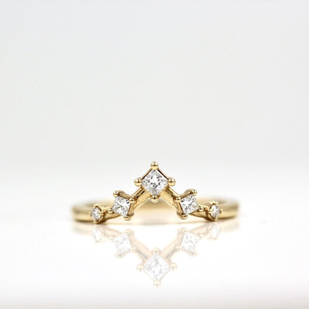 Chevron Style Princess Cut Moissanite Eternity Band