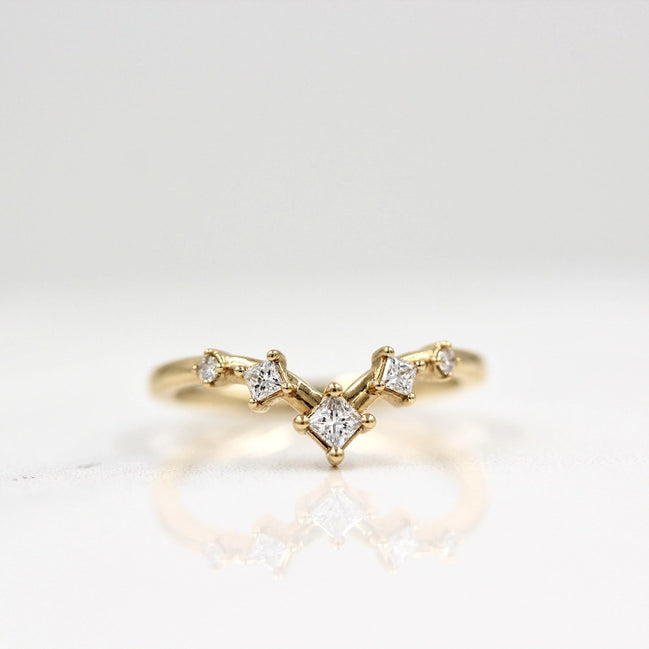 Chevron Style Princess Cut Moissanite Eternity Band