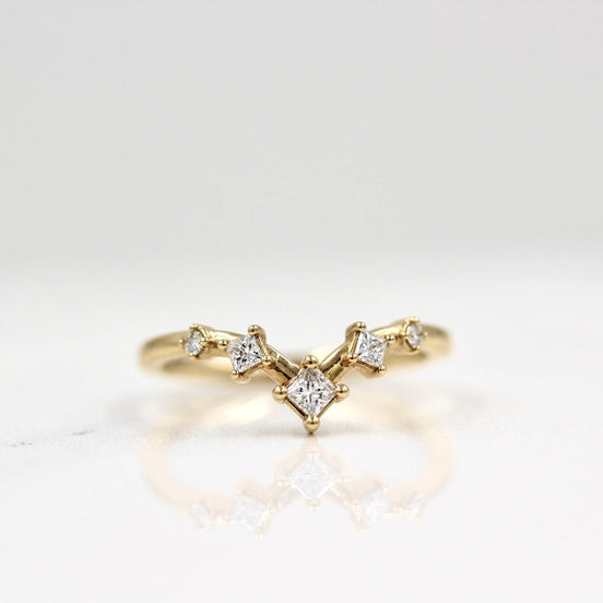 Chevron Style Princess Cut Moissanite Eternity Band