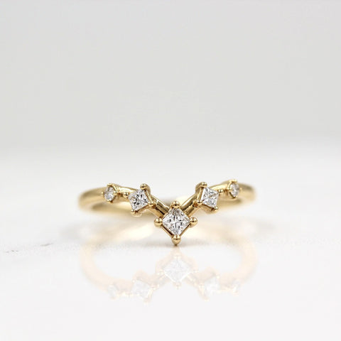 Chevron Style Princess Cut Moissanite Eternity Band