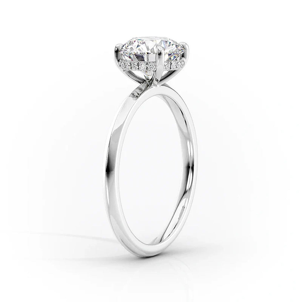 Hidden Halo Moissanite Pear Cut Engagement Ring