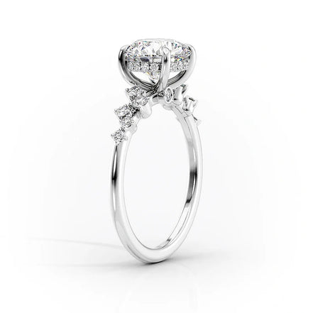 Moissnaite Cluster Style Pear Cut Engagement Ring