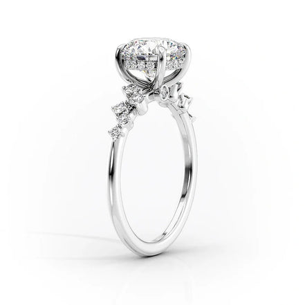 VVS1 Moissanite Round Cut Cluster Hidden Accent Ring