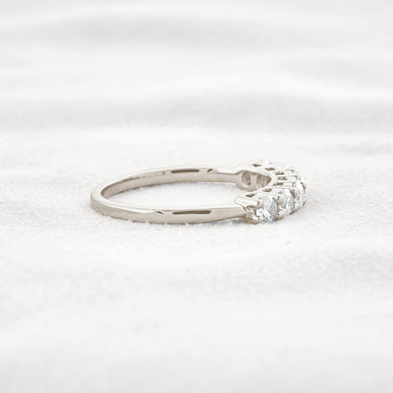 Round Cut Half Eternity Moissanite Wedding Proposal Band