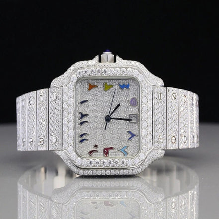 Moissanite Iced Out Rainbow Numeric Watch For Men