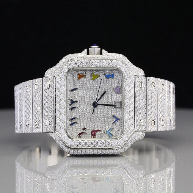 Moissanite Iced Out Rainbow Numeric Watch For Men