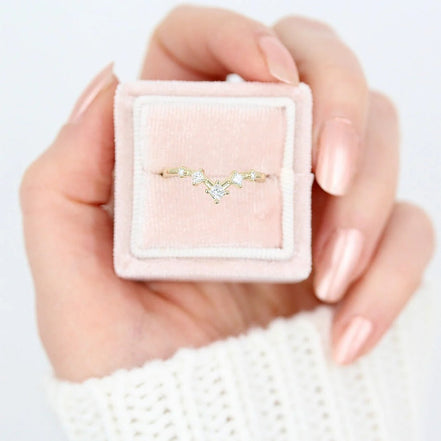 Chevron Style Princess Cut Moissanite Eternity Band