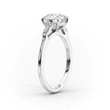 Three Stone Moissanite Cushion & Baguette Cut Engagement Ring
