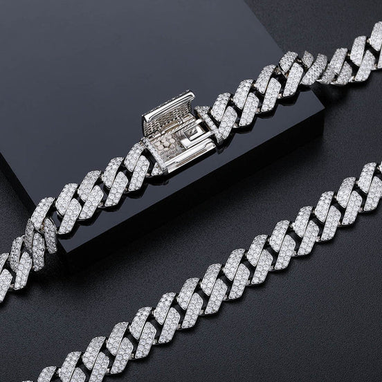Colorless Moissanite Round Cut Hip Hop Cuban Chain For Mens