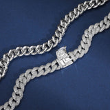 Sterling Silver Moissanite Diamond 18mm Cuban Link Chain