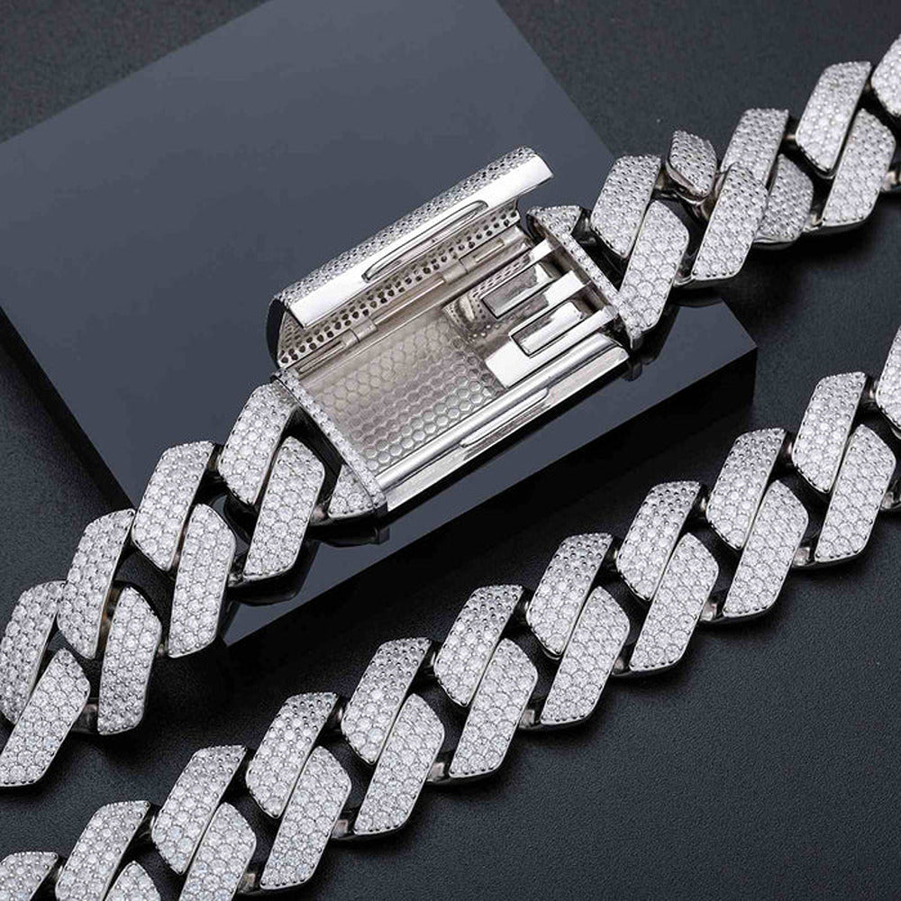 22mm Ice Out Luxury Hip Hop Moissanite Diamond Cuban Chain