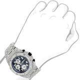 Blue Color Chrono Dial Iced Out Moissanite Watch