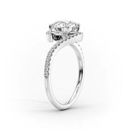 Moissanite Round Cut Pave Set Engagement Ring
