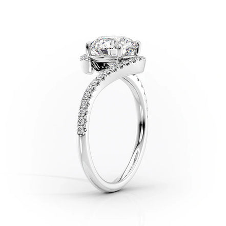Moissanite Round Cut Pave Set Engagement Ring