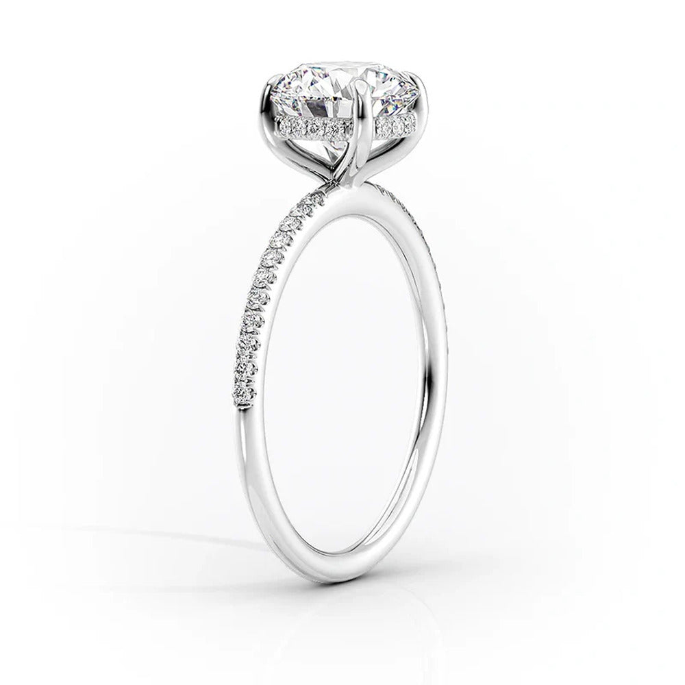 Cushion Cut Hidden Halo Moissanite Engagement Ring