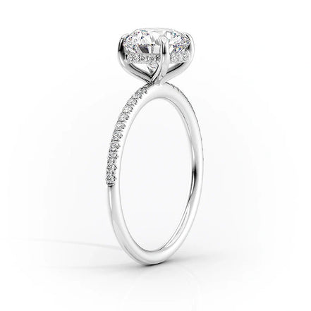 Cushion Cut Hidden Halo Moissanite Engagement Ring