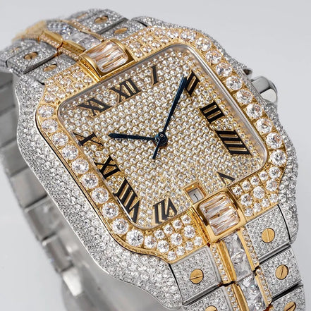Luxury Arabic Dial VVS1 Moissanite Dual Tone Hip Hop Watch