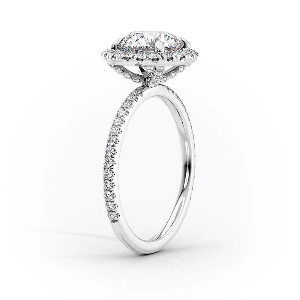 Vintage Halo Moissnaite Oval Cut Engagement Ring